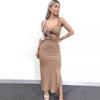 Summer Knitted Suspender Elegant Dress European and American Women's Clothing Backless Neck Sleeveless Female Sexy Style Spice Girls