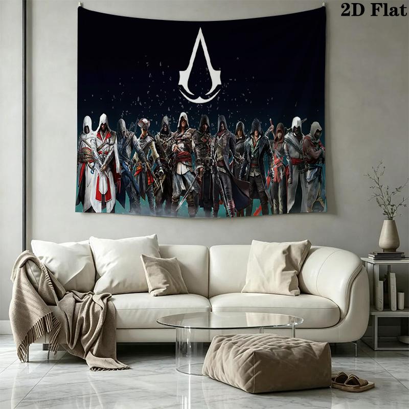 Assassin Creed Wall Tapestry Aesthetic Wall Hanging Printed Fabric Blanket Decorative Tapestries for Bedroom Living Room Home Decor