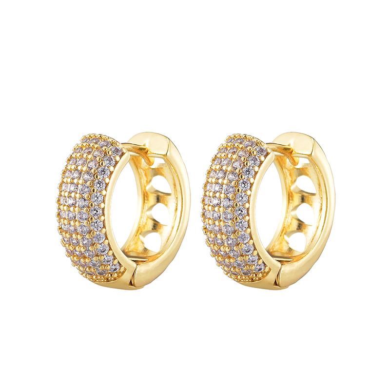 Luxury AAAA Zirconia Round Huggie Hoop Earrings For Women Geometric Ear Buckle Wedding Engagement Party Trendy Classic Zircon