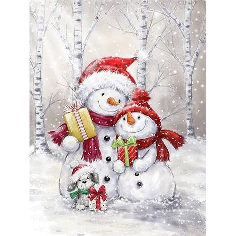 Full Round Drill Diamond Painting 5D Snowman Diamond Embroidery Winter Landscape Cross Stitch Home Decoration