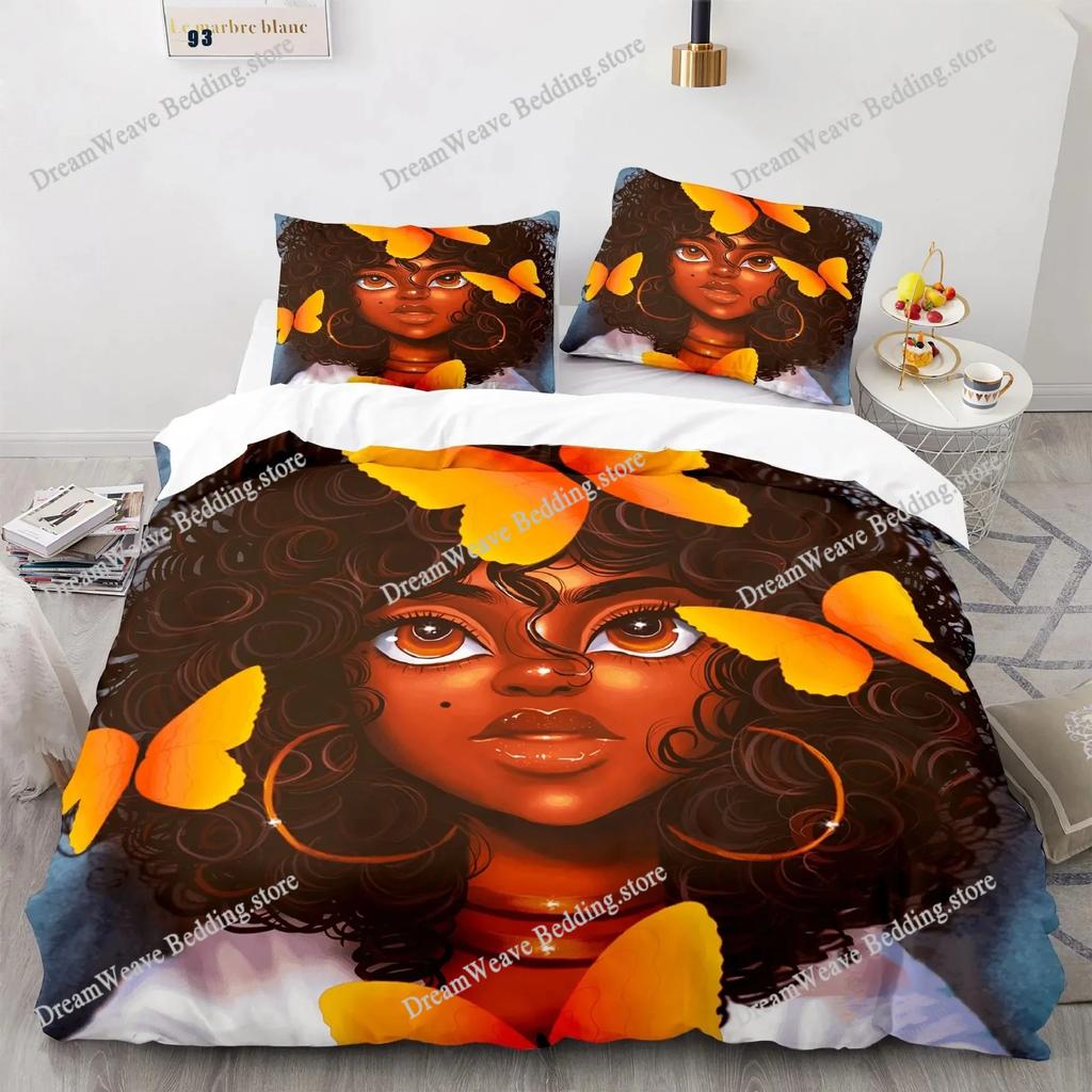 Cartoon Girly King Queen Duvet Cover Watercolor Fashion Girl Pattern Bedding Set Modern Women Polyester Comforter Cover963
