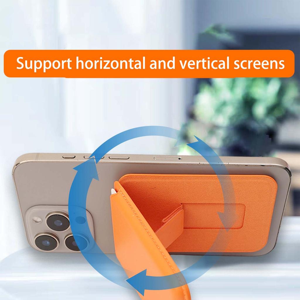 Leather Card Holder Magnetic Wallet for Magsafe Multifunctional Magnetic Phone Pouch Stand for IPhone 17 Air 16 Pro 15 14 13