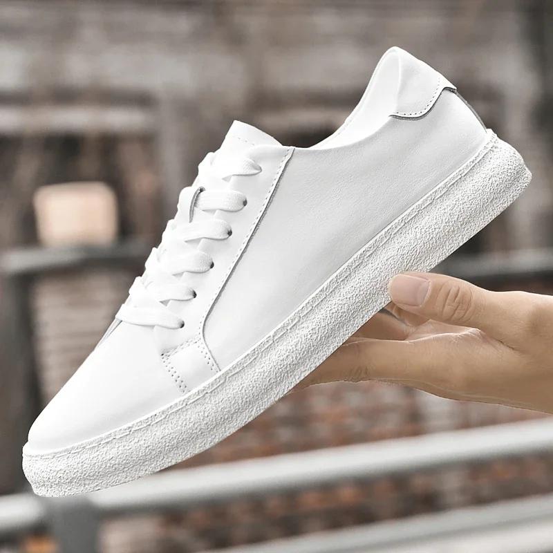 Men's genuine leather vulcanized shoes  luxury brand new designer sneakers fashion Tenis Masculino shoes casual sport shoes