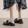Women's British-Style 2025 Velvet Loafers - Genuine Leather, Black, Sizes 41-43, Flat Autumn Shoes