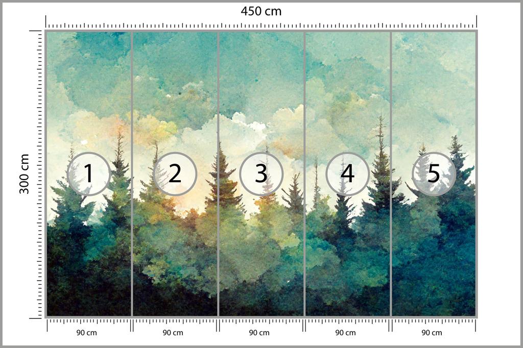 Photomural Spruce Forest Self-Adhesive Mural 450x300