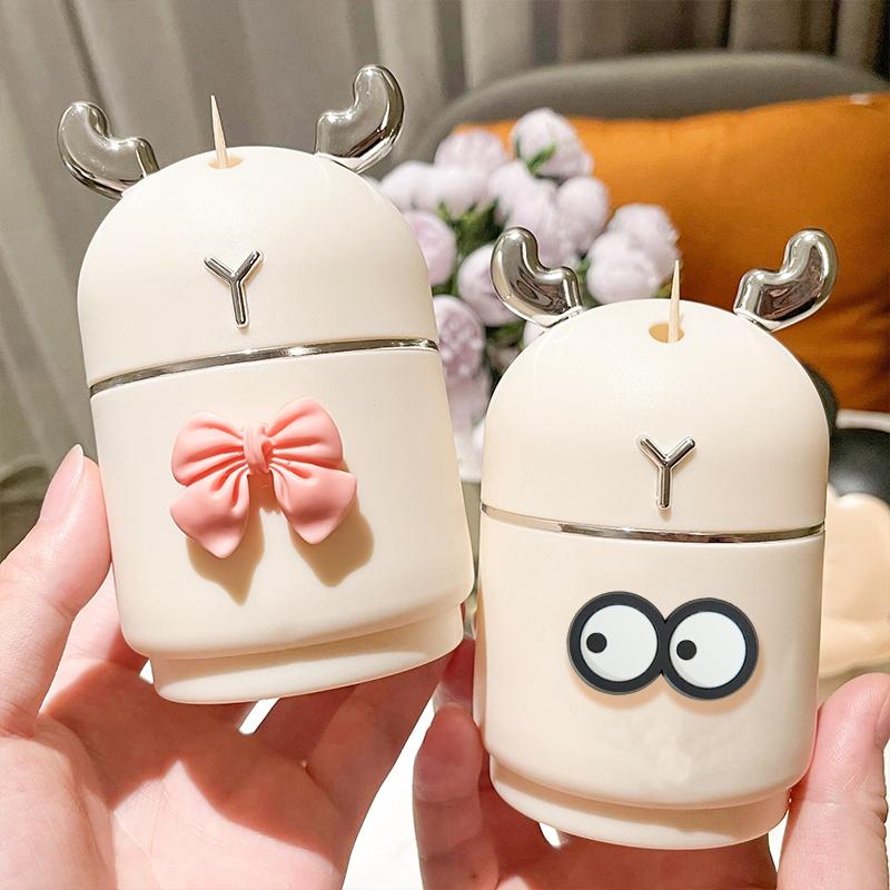Toothpick Dispenser Cute Automatic Toothpick Holder Deer Shape Toothpick Storage Boxes Dispenser For Kitchen Desktop Supplies