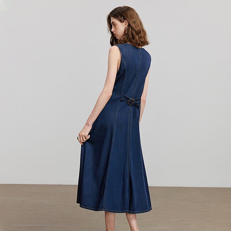 Chuyu Lyocell Cotton Vintage Denim A-line Dress
