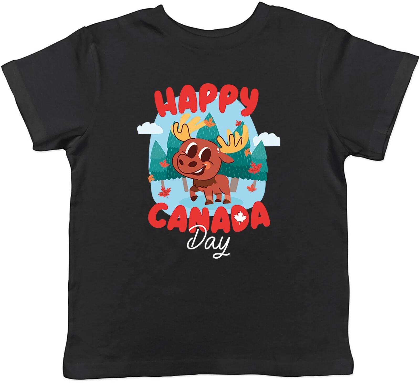 Happy Canada Day Kids T-Shirt Canadian Moose in the Mountains Childrens Boy Girl 160