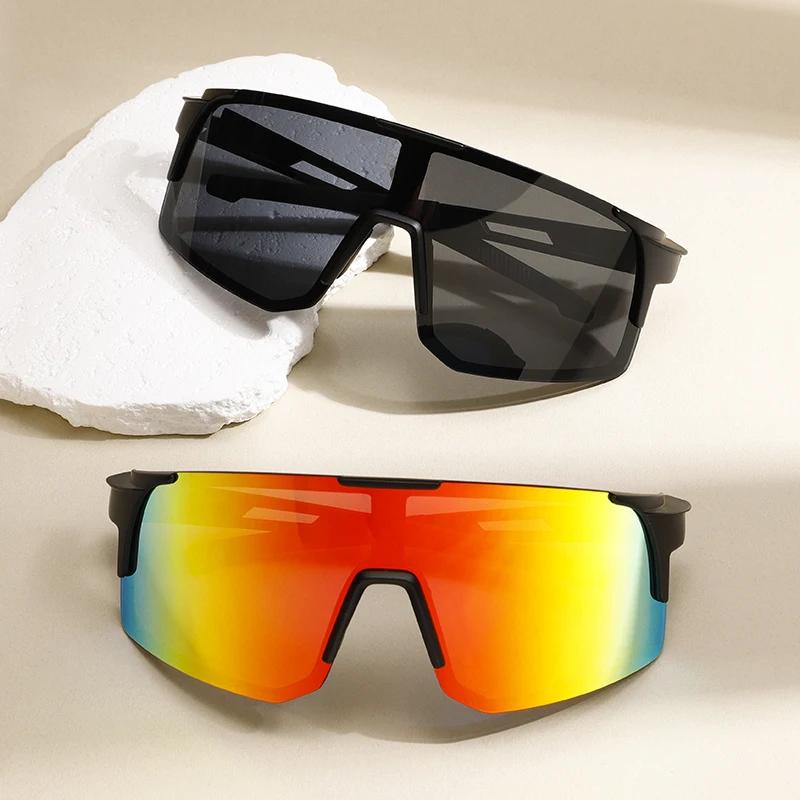 Oversized Sports Goggle Men Wrapped Round Anti-UV Riding Sunglasses Women Mirror Protective Outdoor Cycling Shades