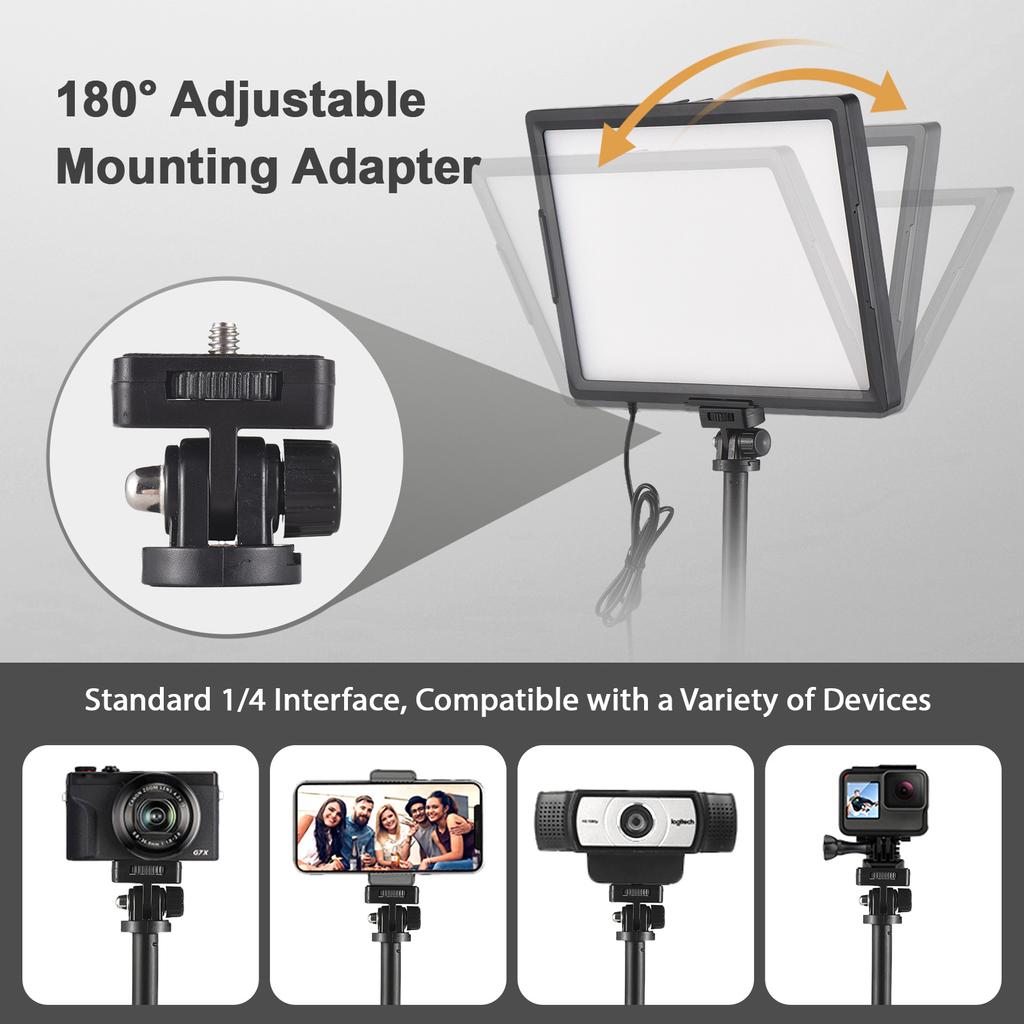 2 Packs LED Video Light Kit 15W LED Light Panel with 1.2M Metal Light Stands Phone Holders
