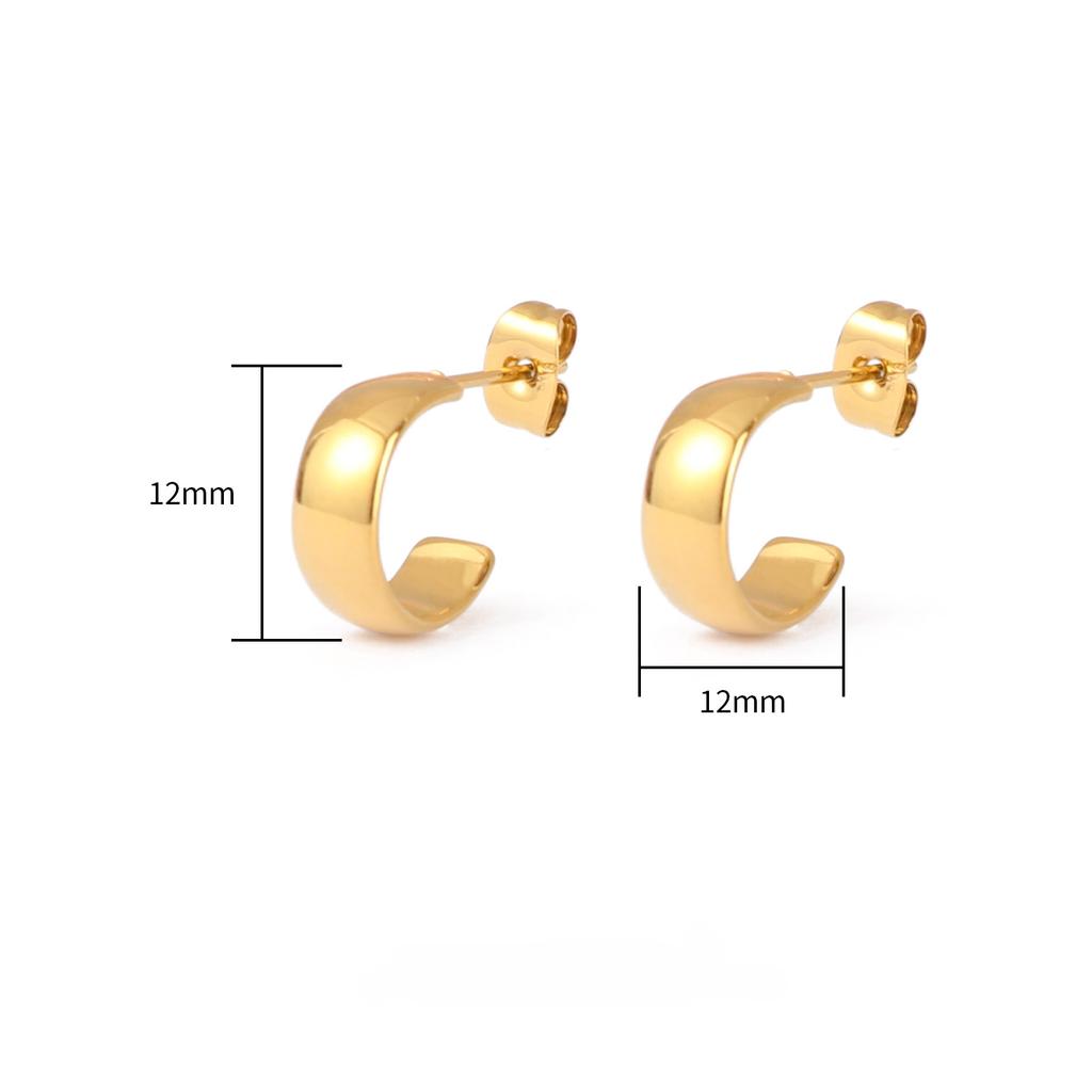 C-shaped Wide-plated Gold-plated Earrings Same Glossy Mini Earrings