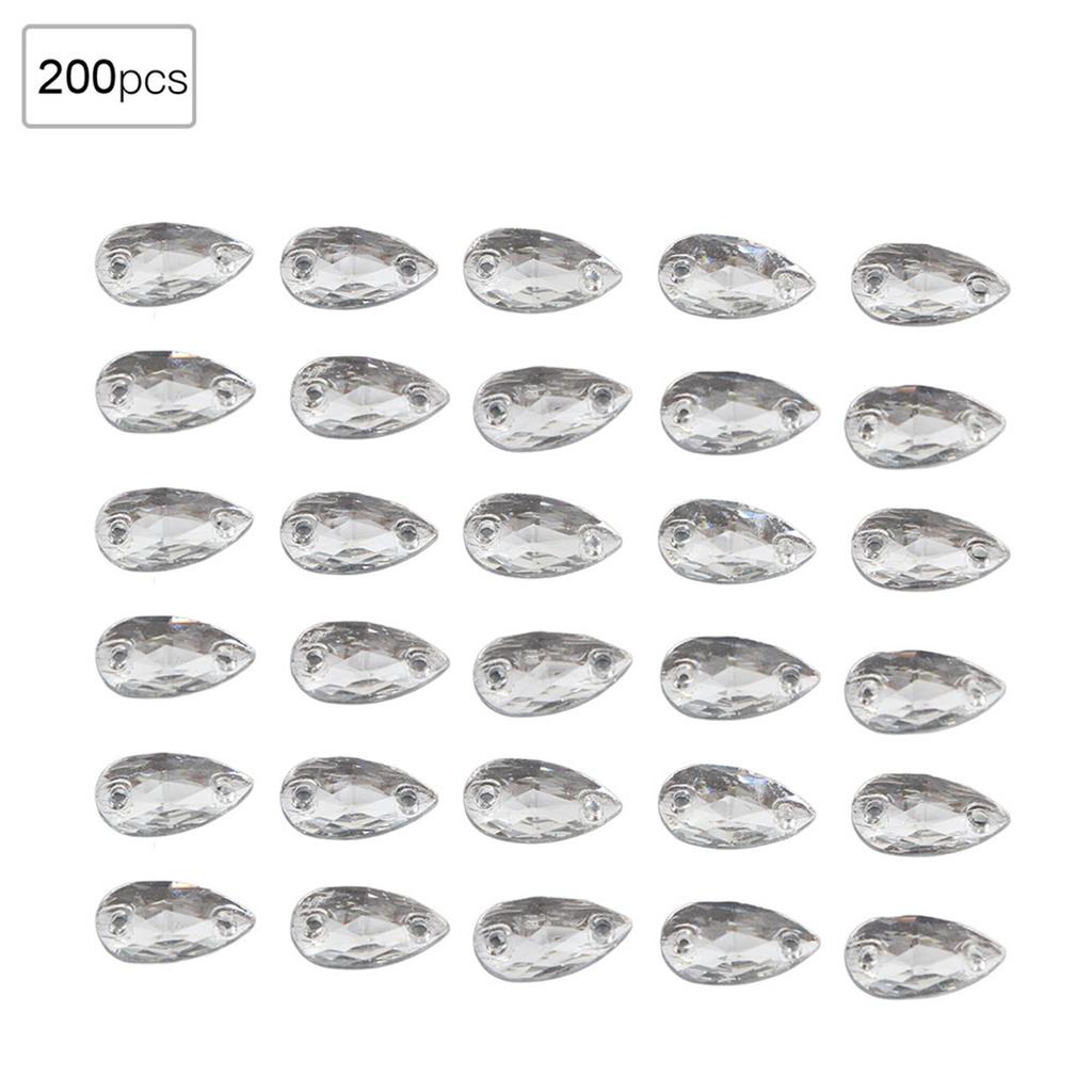 200 Pcs   Bd Acrylic Resin Drip Sewing Rhinestone Buttons 7x12mm Shoe Decoration less thanbr(  Coloured )