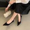 2025 Autumn and Winter New Pointed Thin High Heel Suede Shallow Mouth Foot Cover Versatile OL Professional Women's Single Shoes