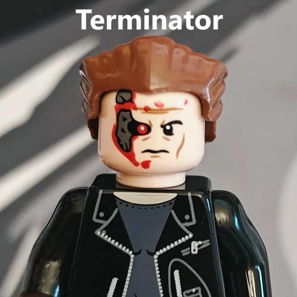 Хромированный Череп Терминатор Т800 Робот Строительные Блоки Мини Фигурка Игрушки