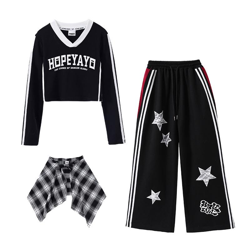 Trendy Street Style Outfit Set for Girls - Jazz Performance & Practice Wear for Spring & Autumn