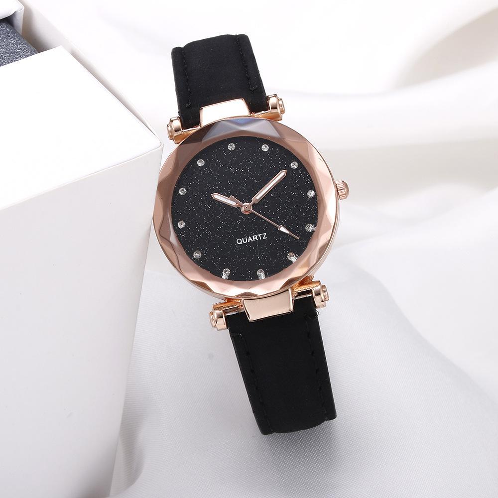 Through The Stars Silver Powder Watch Women'S Matte Belt Quartz Watch