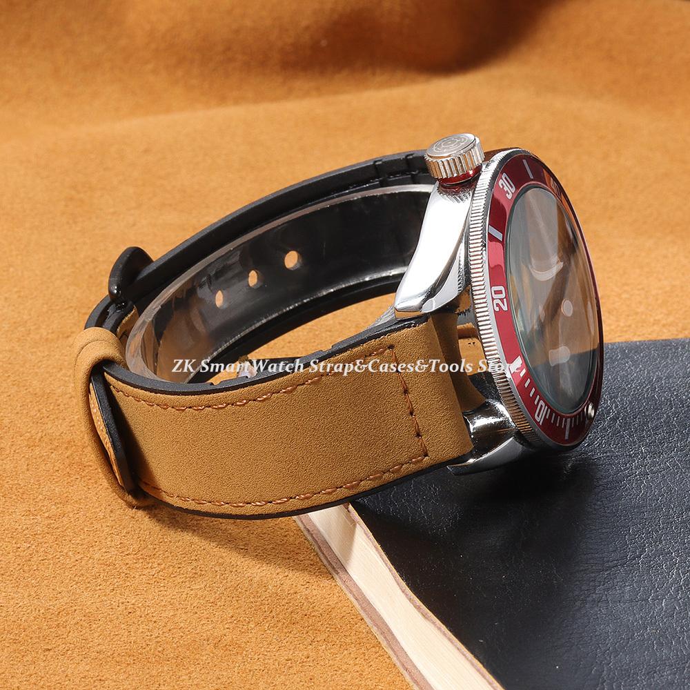 20mm 22mm Leather Strap for Samsung Galaxy Watch 6/5/4 40mm 44mm Gear Band Vintage Bracelet for Xiaomi Redmi Watch 3 Lite/Active