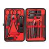 24-Piece Black & Red Manicure Set: Nail Clippers, Tweezers, Ear Pick, Scissors