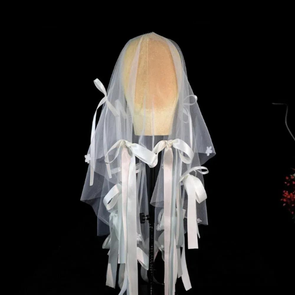 

Бант Невесты Головной Газ Универсальный Свадебный Головной Убор Элегантные Свадебные Фаты Фотография Аксессуары белый