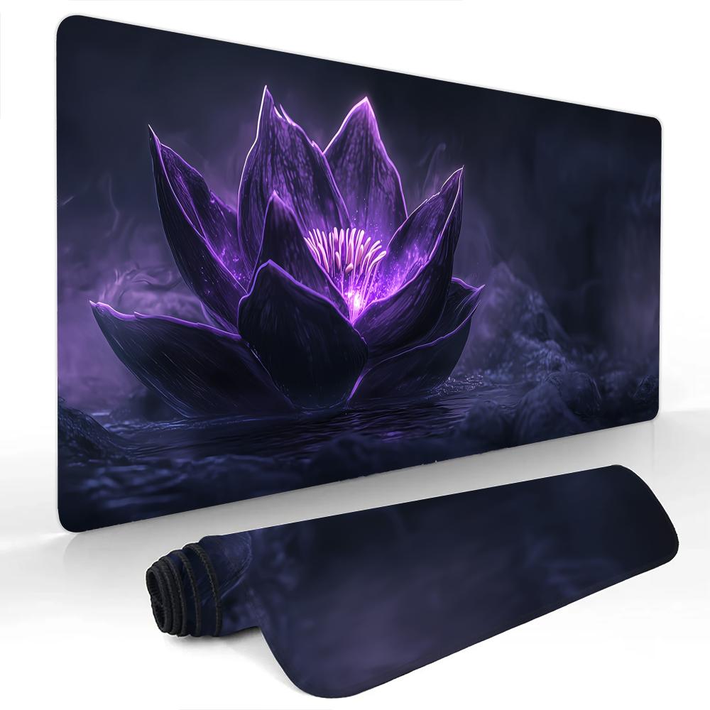 Lila Fantasy Lotus Großes Mauspads Schreibtischunterlage Gaming-Matten mit Genähtem Rand Langlebig Rutschfest Computer-Mauspad Büro-Teppich
