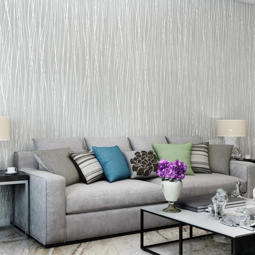 Non woven wallpaper bedroom living room solid color plain striped background wall papers home decor papel tapiz 3d para pared
