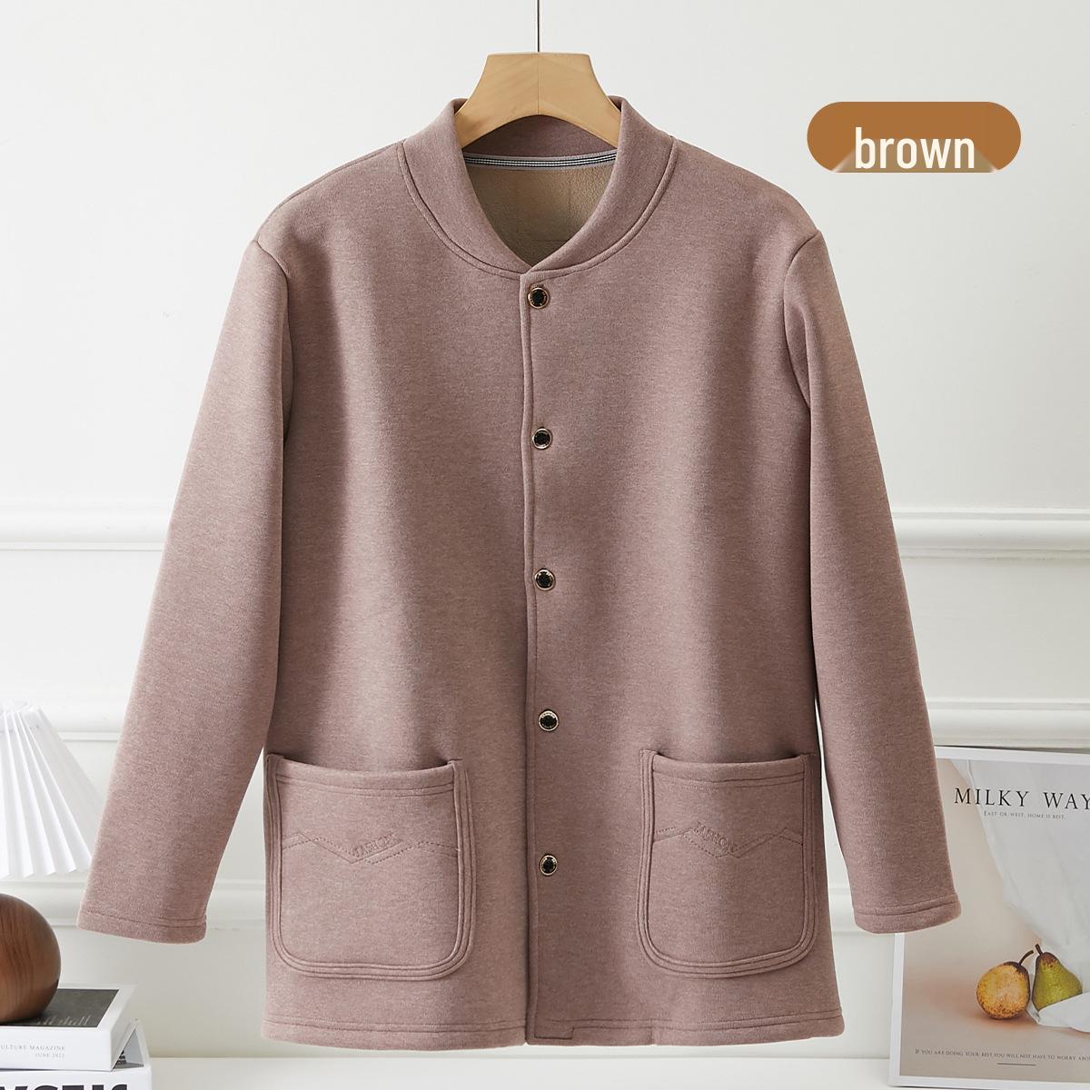 

Мужской зимний теплый верблюжий шерстяной вязаный кардиган для среднего и пожилого возраста XL (recommended 100-120 jin)