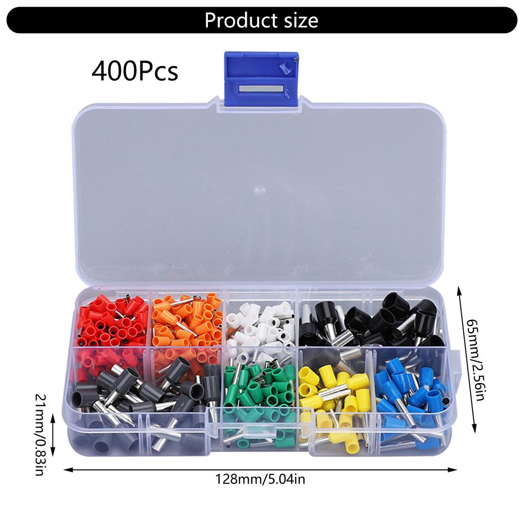 400pcs Insulated Wire Ferrules set Assorted Cable End Sleeves Set Cable End Sleeve Assortment for Electrical Projects