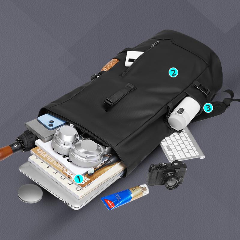 Stylish Roll-Up Backpack for Men: Large Capacity Travel, Laptop, & College Bag