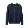 Pure Cotton Knitted Cardigan Jacket for Women, Autumn and Winter Crew Neck Retro Twisted Cotton Sweater