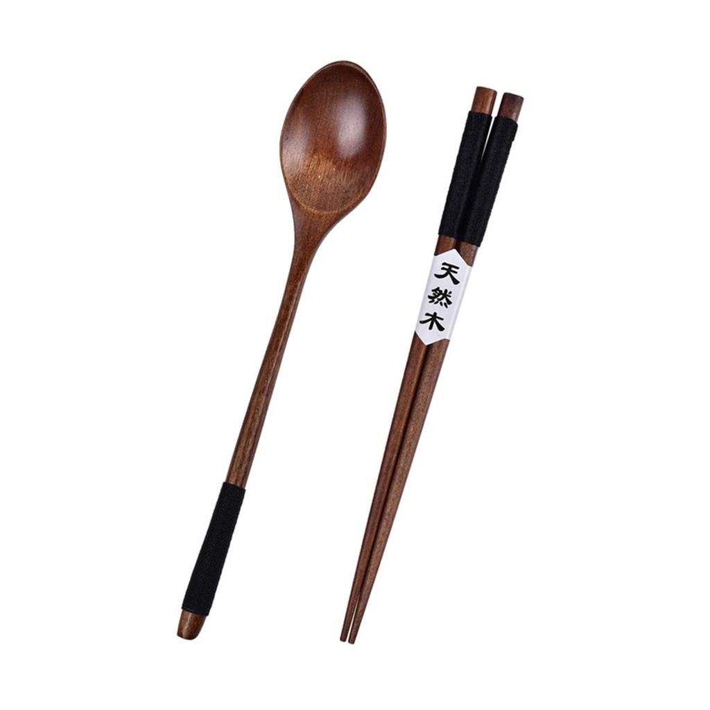 Natural Wooden Chopsticks And Spoon Set Eco Friendly Kitchenware Wood Grain Utensils Wood Cutlery For Daily Use