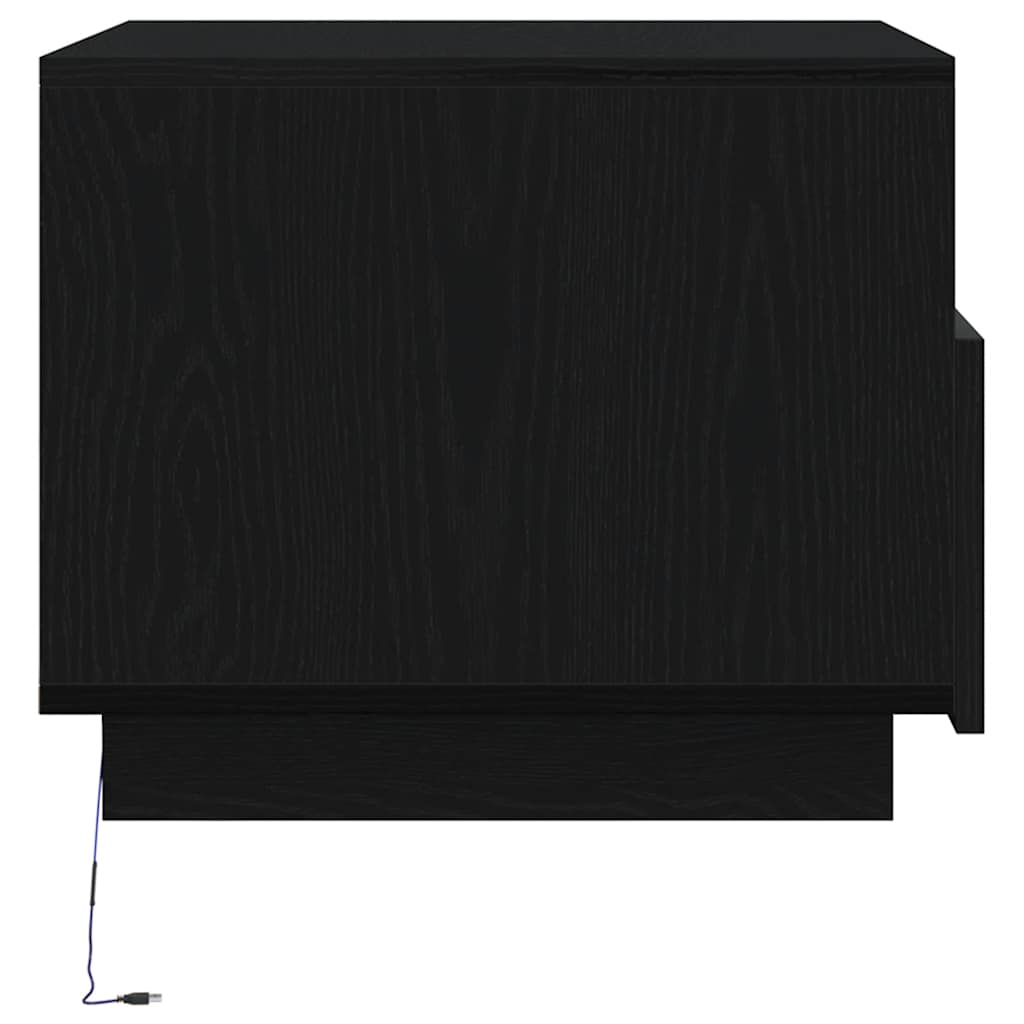 Coffee Table with LED Lights Black Oak Effect 50 x 49 x 40 cm