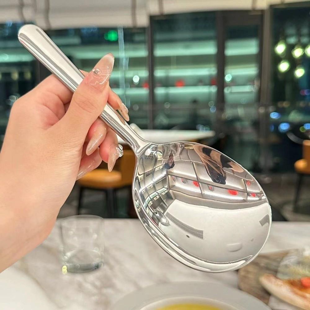 Pratico Acciaio Inossidabile 304 Grande Cucchiaio da Zuppa Approfondito Inossidabile Grande Colino per Alimenti Semplice Cucchiaio Comune Hot Pot