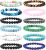 12Pcs Natural Stone Beaded Bracelets for Women Men Semi-Precious Gemstones Bracelets Crystal Beaded