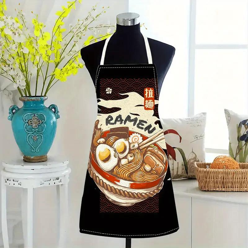 1pc Ramen Noodle Apron Linen Japanese Food Art Kitchen Chef Gift Cooking Baking Restaurant Decor Anime Style Gift
