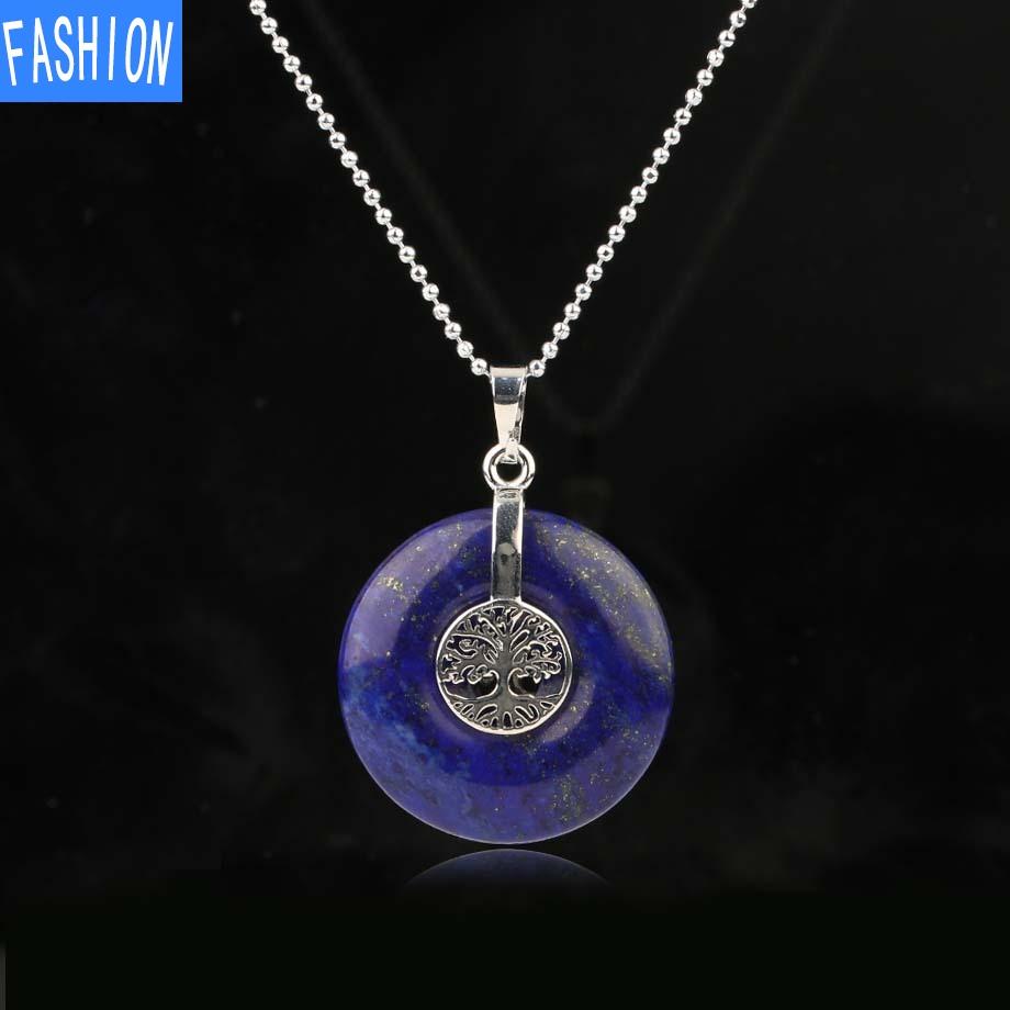 

Ожерелье с застежкой мира в китайском стиле «Древо жизни» с аметистом и натуральным драгоценным камнем lapis