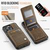For iPhone 12 Pro Max 6.7 inch Case AUTSPACE A12 Leather Phone Case with Detachable Card Bag