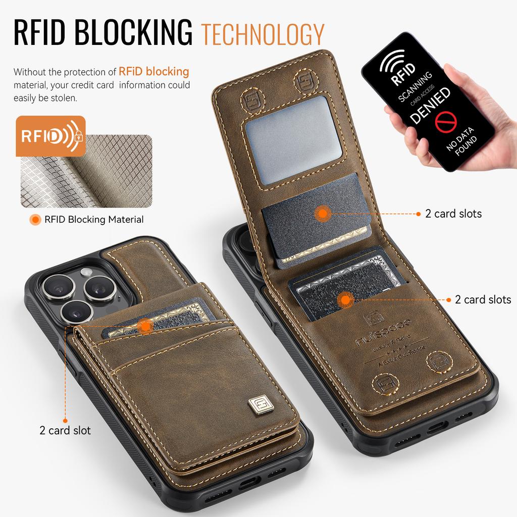 For iPhone 12 Pro Max 6.7 inch Case AUTSPACE A12 Leather Phone Case with Detachable Card Bag