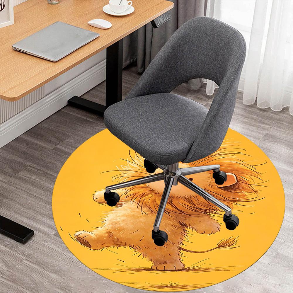 

1 шт. Круглый коврик для стула «Танец льва», ковер для офиса, не скользящий, коврик для пола для офиса, спальни и декора помещения p127015 80cm by 80cm