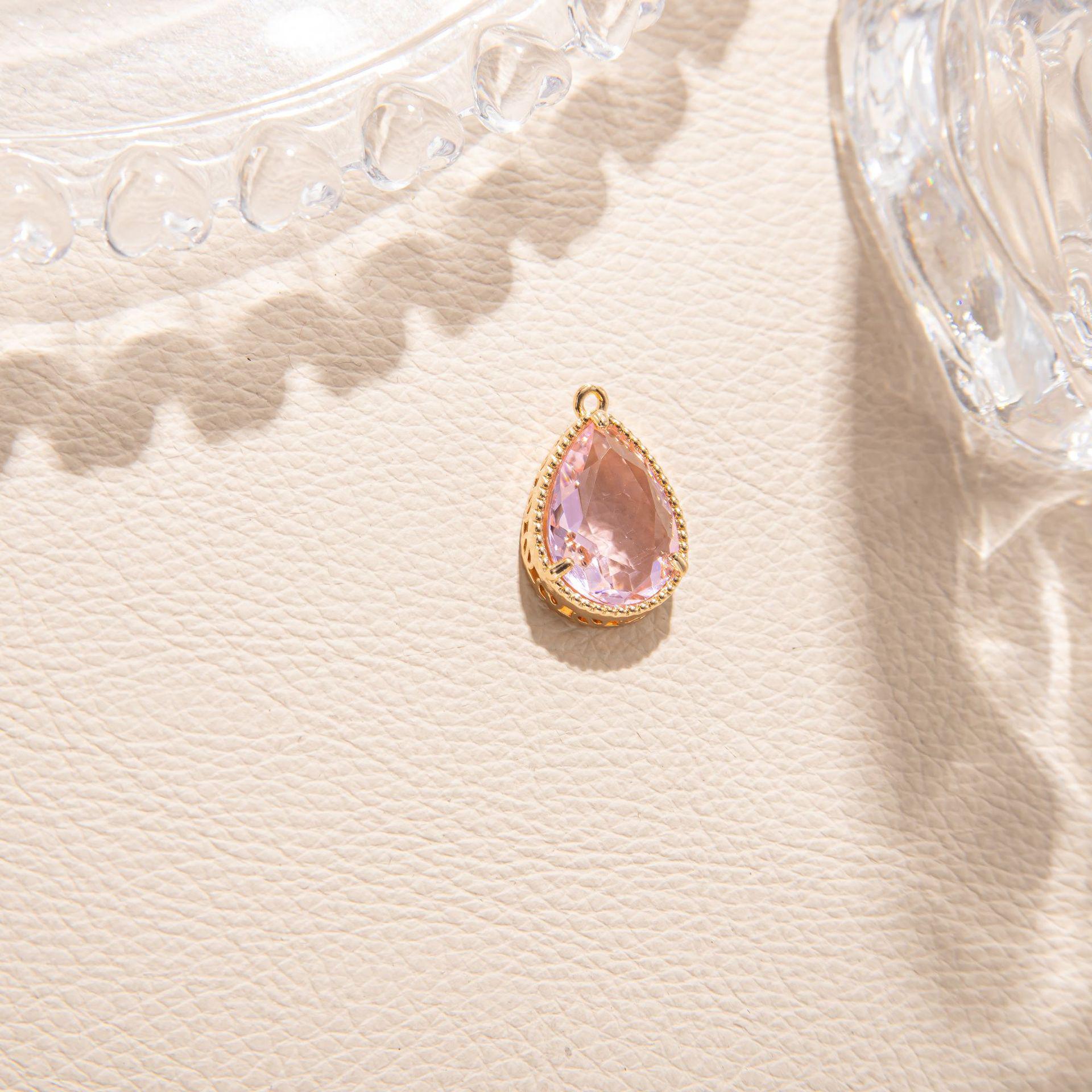 18K Gold Plated Copper Pendant with Micro-inlaid Zircon Gemstone - European & American Style Drop Shape Jewelry Accessory