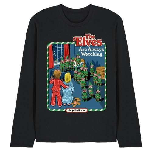 Steven Rhodes Unisex Adult The Elves Are Always Watching Long-Sleeved T-Shirt