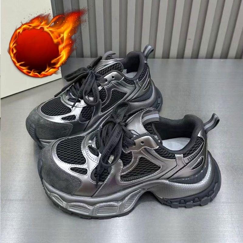 New Thick-soled, Height-increasing, Versatile and Sporty Casual Cotton Shoes for Women with Fleece Dad