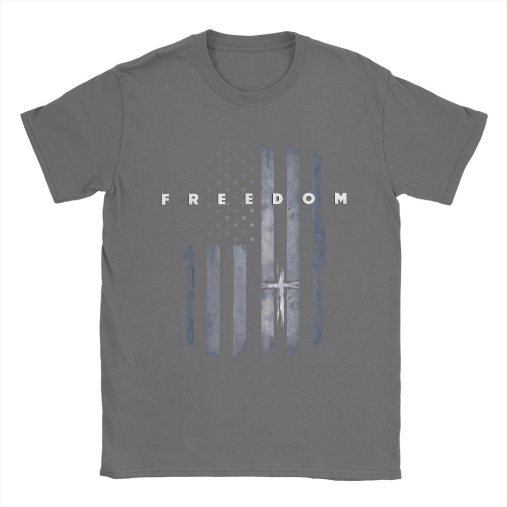 Unisexs TShirts Grunge American Flag and Cross Faith Family Freedom Casual Cotton Tee Shirt Short Sleeve T Shirt Round Neck Tops