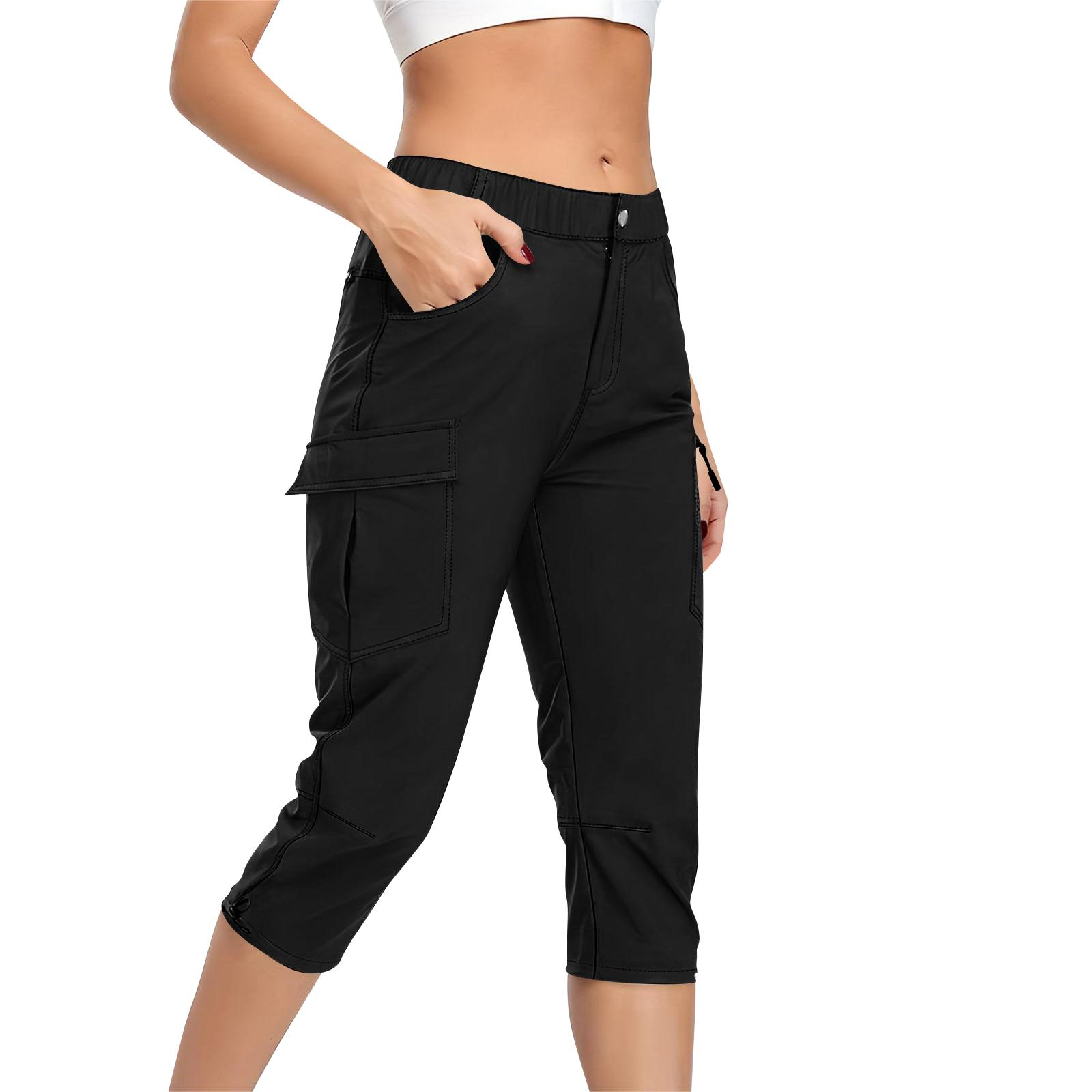 Women s Drawstring Five-point Pants, Casual Five-point Pants, Cotton And Linen With Pockets L