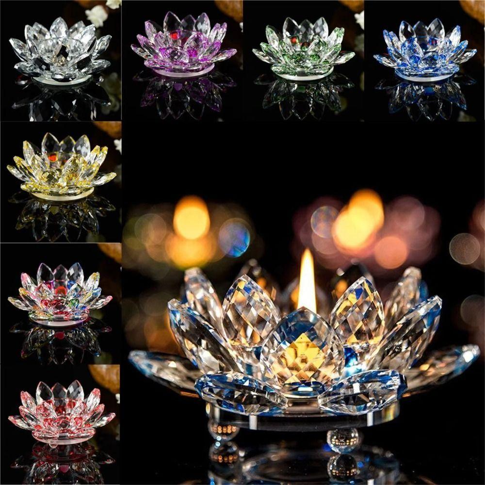 

Home Ornament Tealight Candlestick Clear Figurines Flower Tea Light Holder Bar Style 4