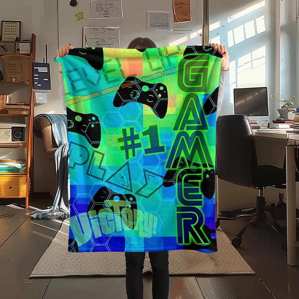 1Pc Gamepad Print Flannel Blanket, High Quality Comfortable for All Seasons, Home Decor, Warmth and Comfort, Perfect for Christmas Gifts