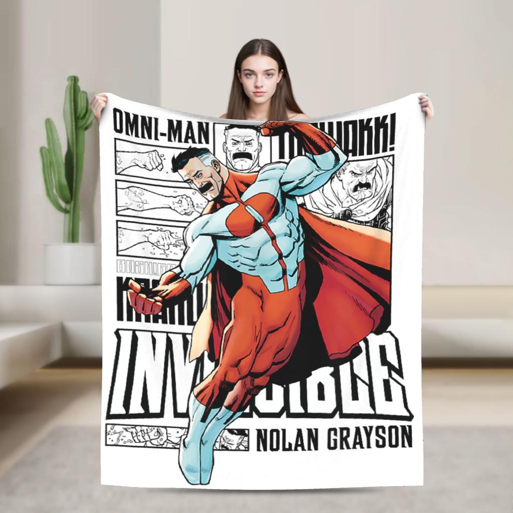 Invincible Comic Mark Grayson Fleece Blankets Anime Awesome Throw Blanket for Home 150*125cm Rug Piece Lightweight Thin