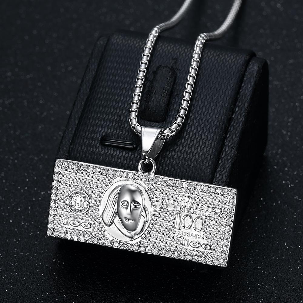 European and American Hip-hop Jewelry, Gold-plated Diamonds, Dollar Pendants, Necklaces.