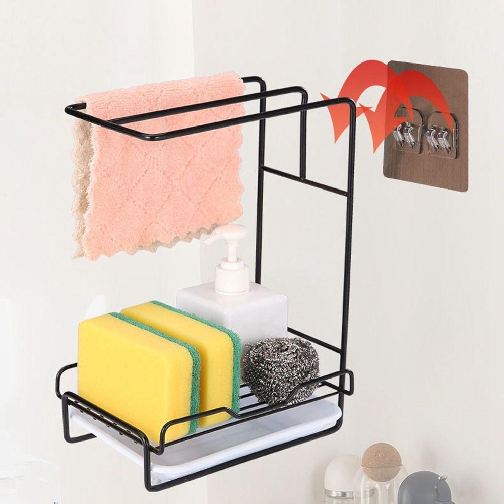 Wall Mounted Sponge Drainage Rack Black/White Drying Drain Rack Soap Sponge Holder  Kitchen