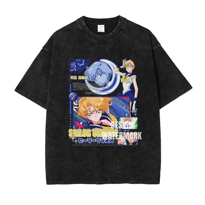 Anime Ssailor Moon Tshirts Vintage Washed Michiru T Shirt Tsukino Rei Makoto Marina Usagi Tops Tees Unisex