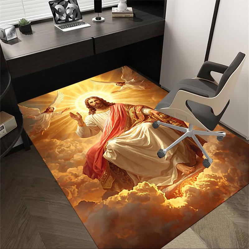 1PC Heavenly Jesus Anti-slip carpet, suitable for Office, bedroomand playrooms. It can also be used as a sofa footrest cover-W44